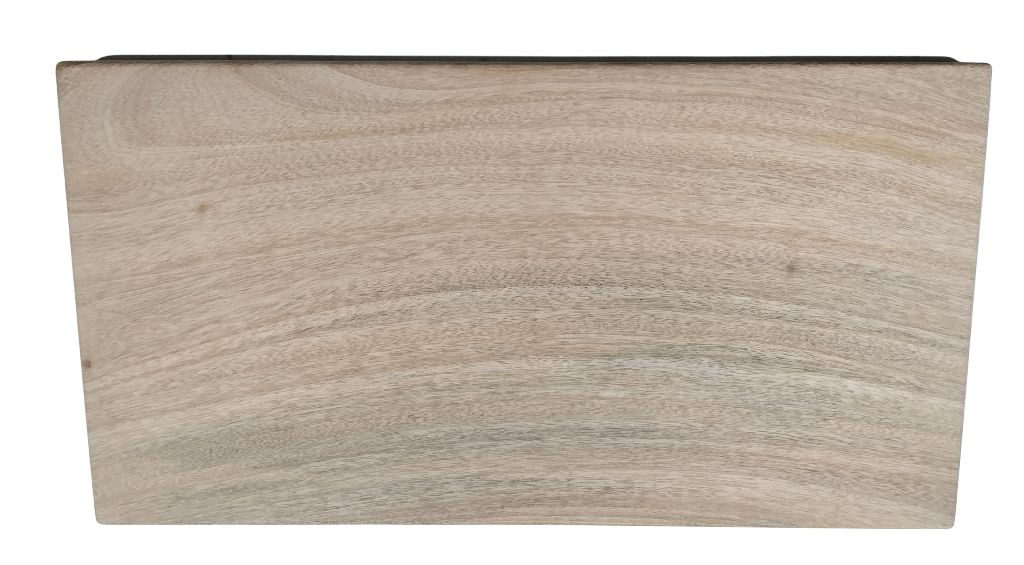 Rectangular wooden block with a natural finish on a white background