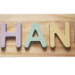 Bespoke pastel wooden name puzzle by Axe & Co New Zealand
