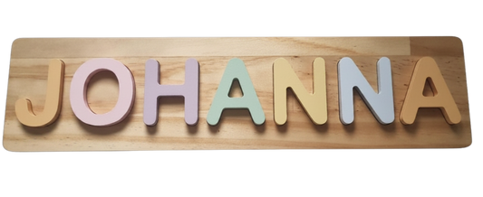 Bespoke pastel wooden name puzzle by Axe & Co New Zealand